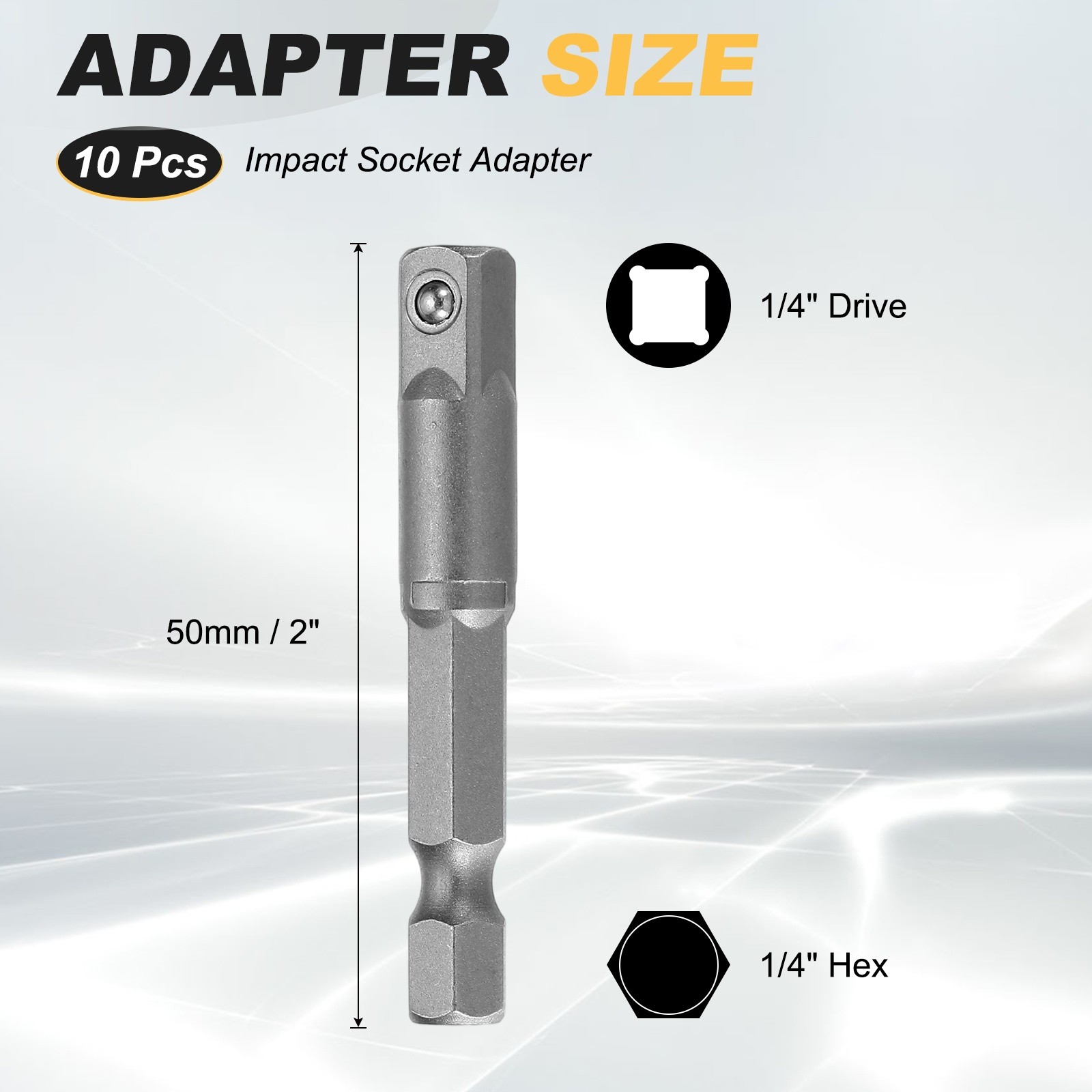 10pcs Impact Socket Adapter 1/4″ Square Drive 1/4″ Shank 2″ Long Extension Bit