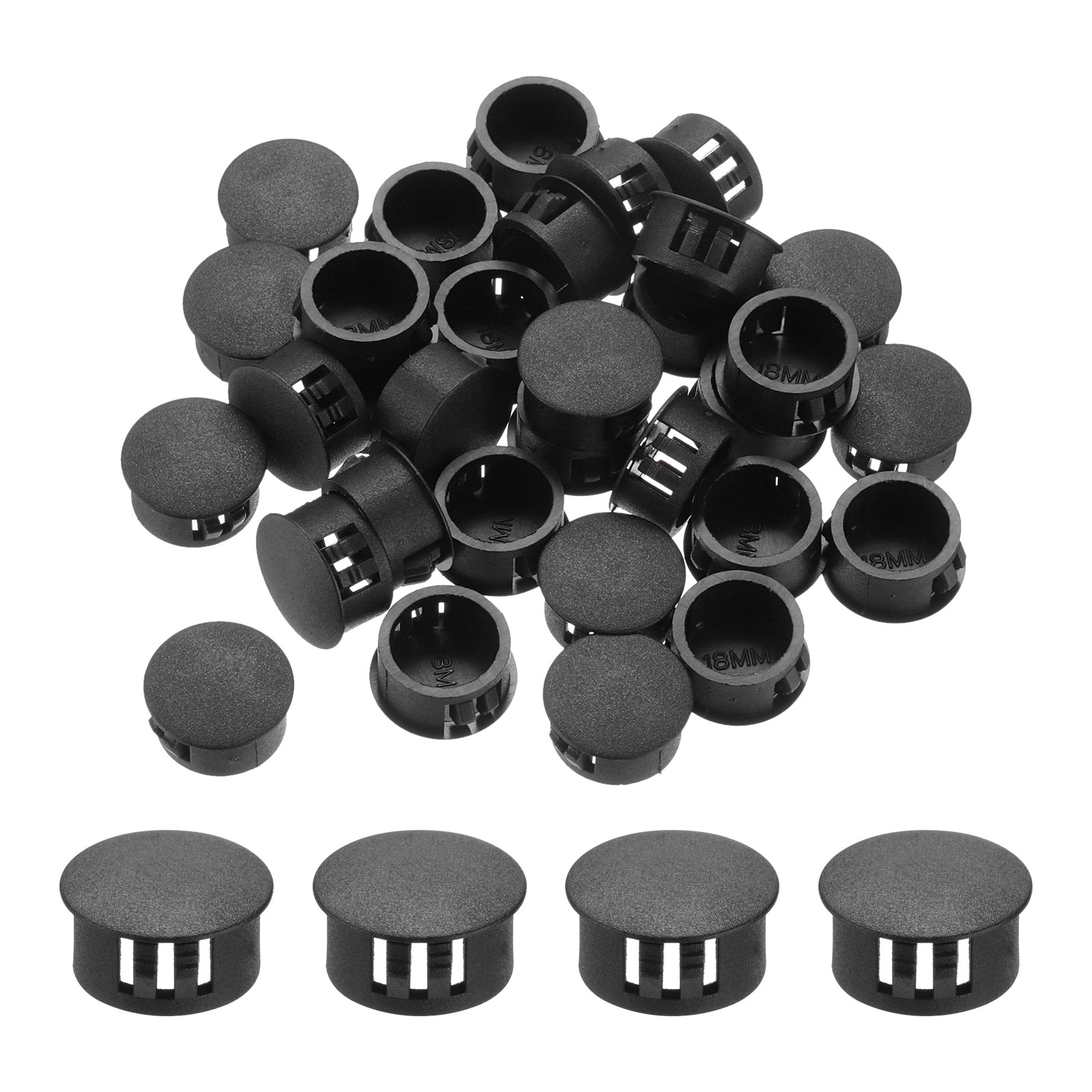 64Pcs 17mm(2/3′) Black Nylon Plastic Round Locking Hole Plugs Insert End Caps