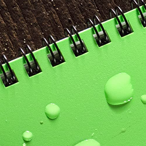 Hi Vis Green Waterproof Notebook 64 Pages Wire O Binding Outdoor Journal