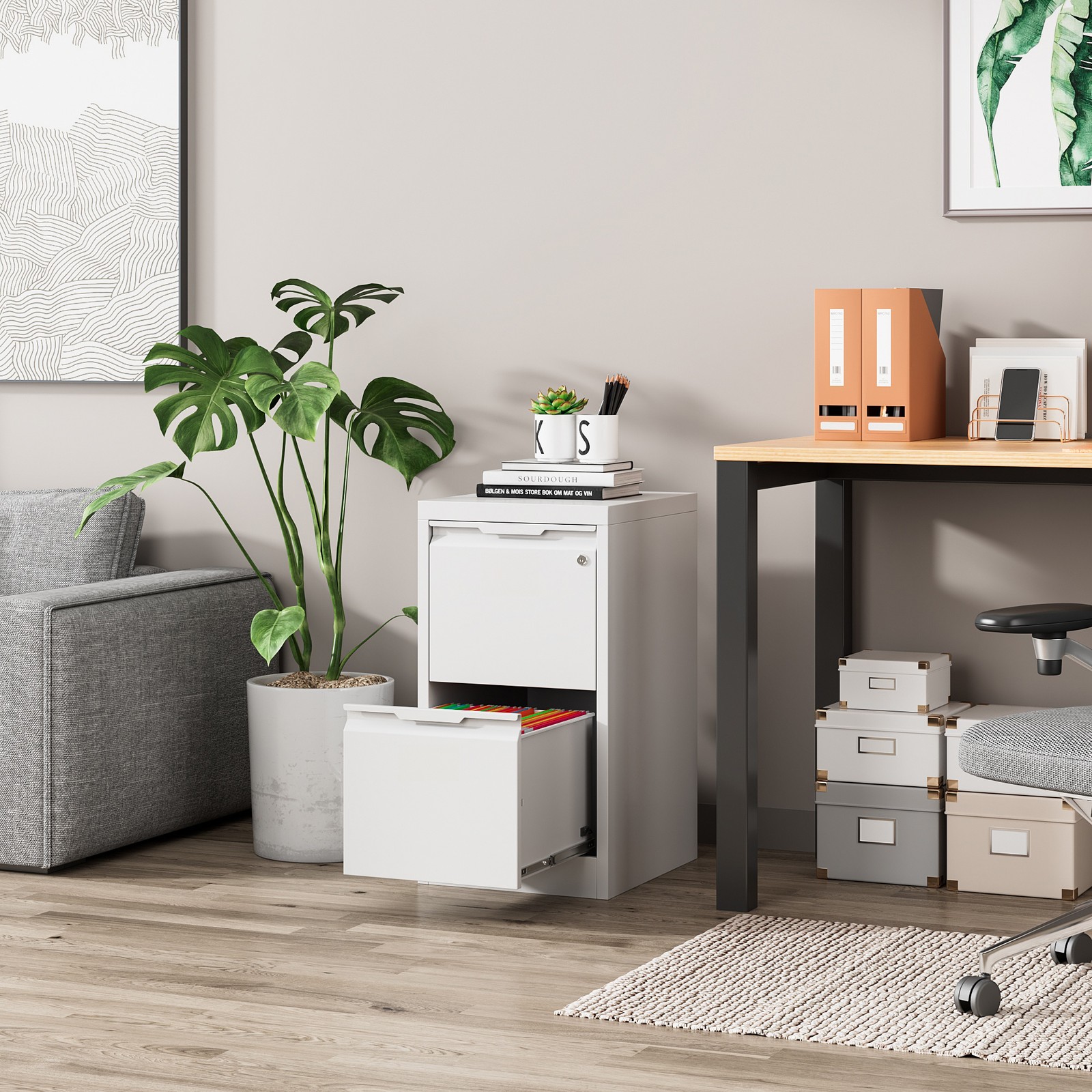 NEW Metal Vertical File Storage Cabinet with Lock 2 Drawer Office Filing Cabinet