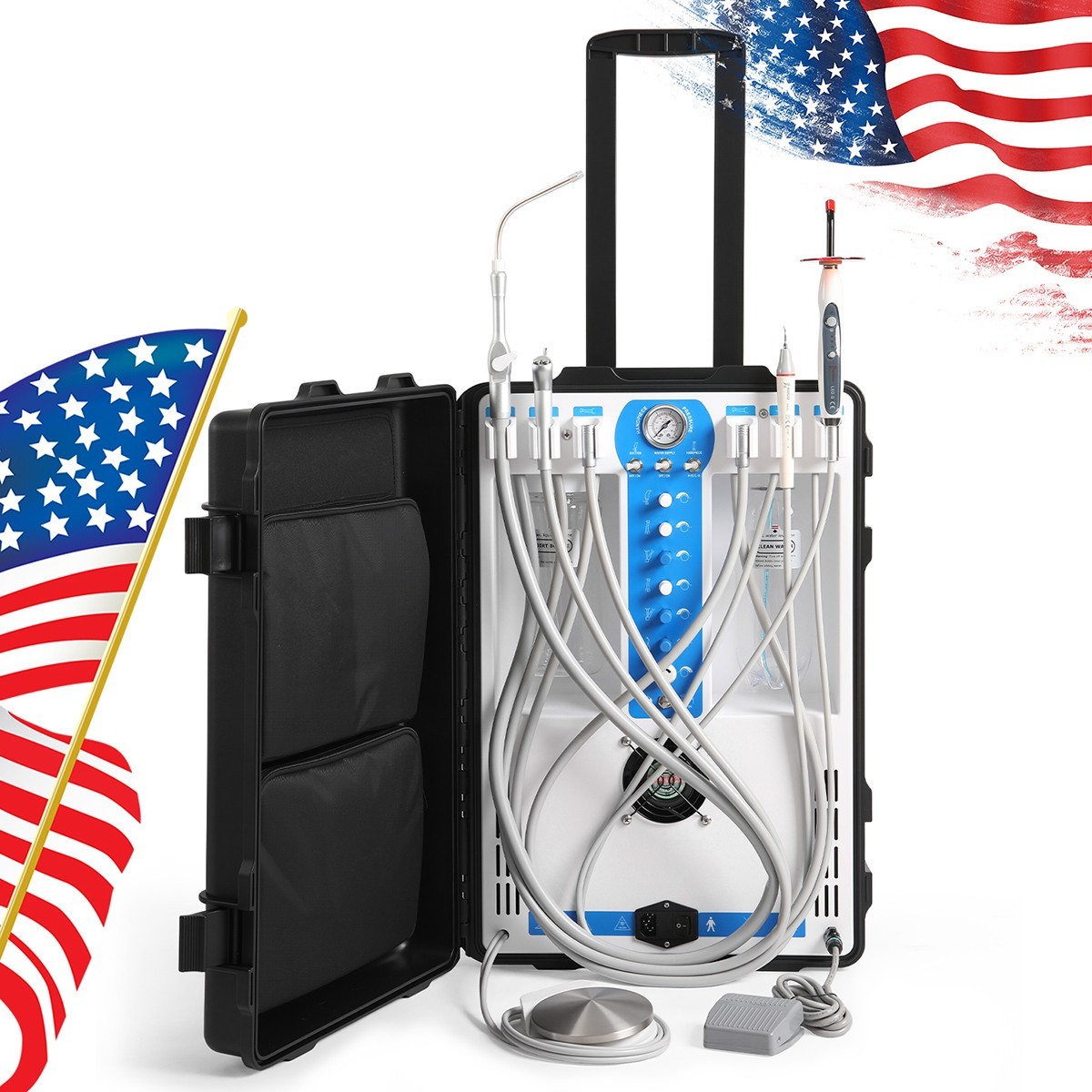 Dental Portable Delivery Unit Mobile System with Air Compressor Scaler/Tubing