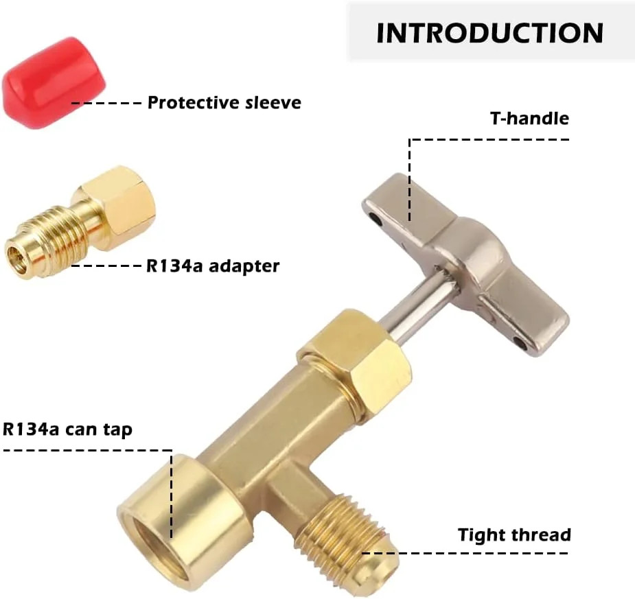 R134A Can Tap,Puncture Style AC Refrigerant Can Tap Valve with R134A Adapter Fit