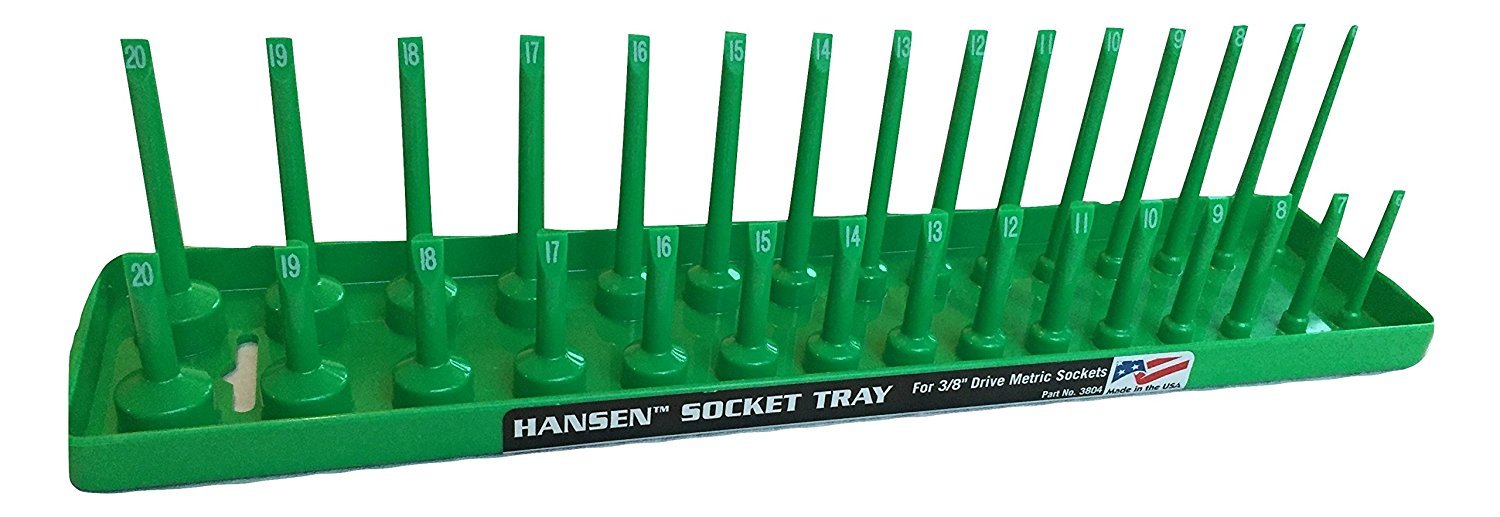 Hansen Global 3804 3/8? Drive Metric Regular & Deep Socket Holder  Green