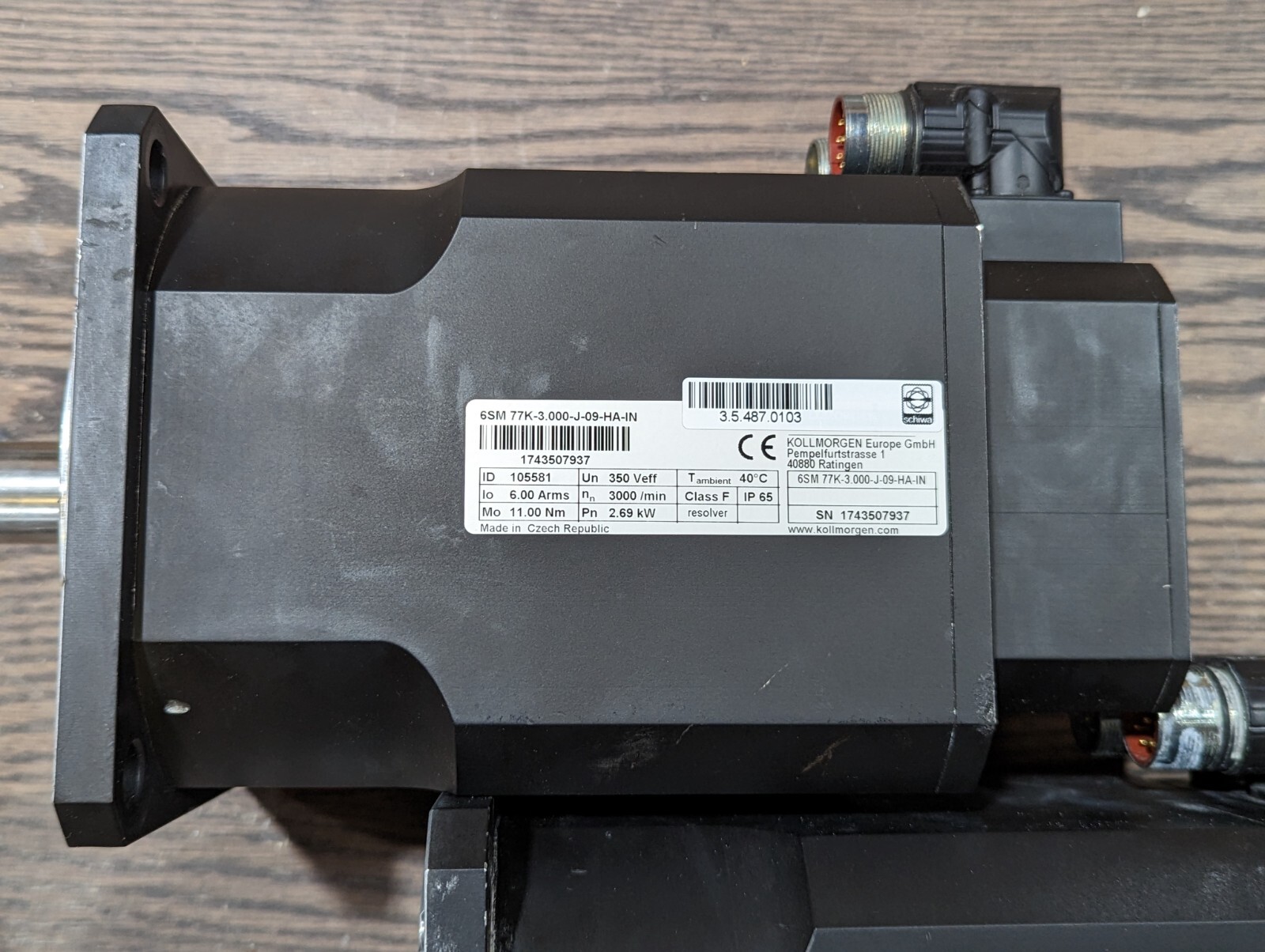 Kollmorgen Servo Motor 6SM 77K-3.000-J-09-HA-IN 2.69 kW 3000 /min