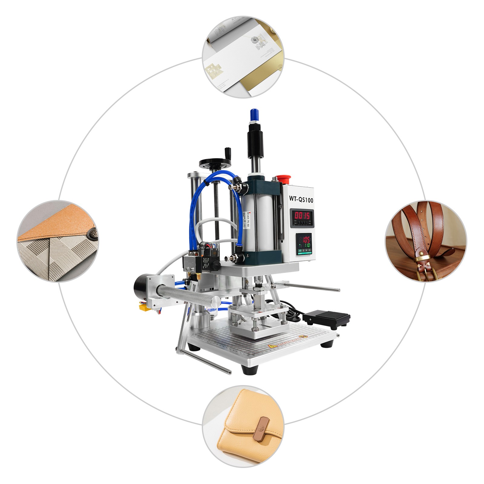 Pneumatic Hot Foil Stamping Machine PVC Leather Pu Paper Digital Emboss Machine