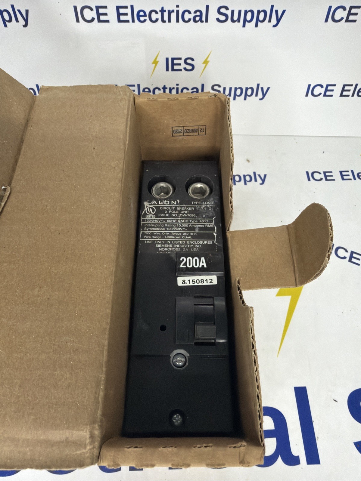 SIEMENS CAT: No. QN2200R 200 A 2 P Circuit Breaker