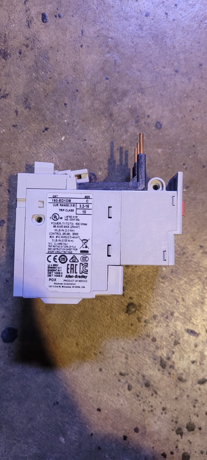 New Allen-Bradley 193-ED1DB Ser C 3.2-16A Overload Relay