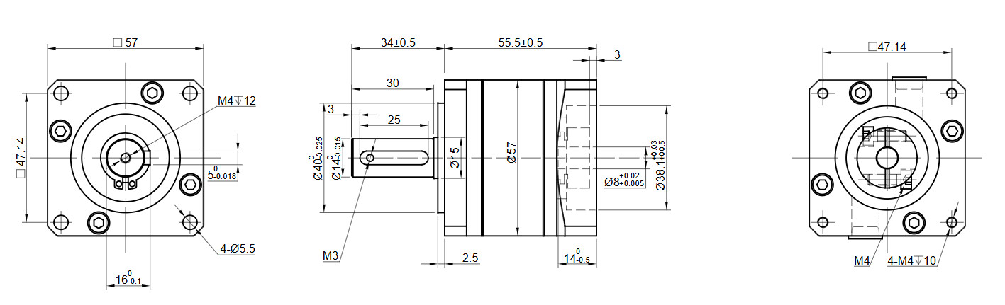 STEPPERONLINE 5:1 Backlash 30arc-min Planetary Gearbox for Nema 23 8mm Input
