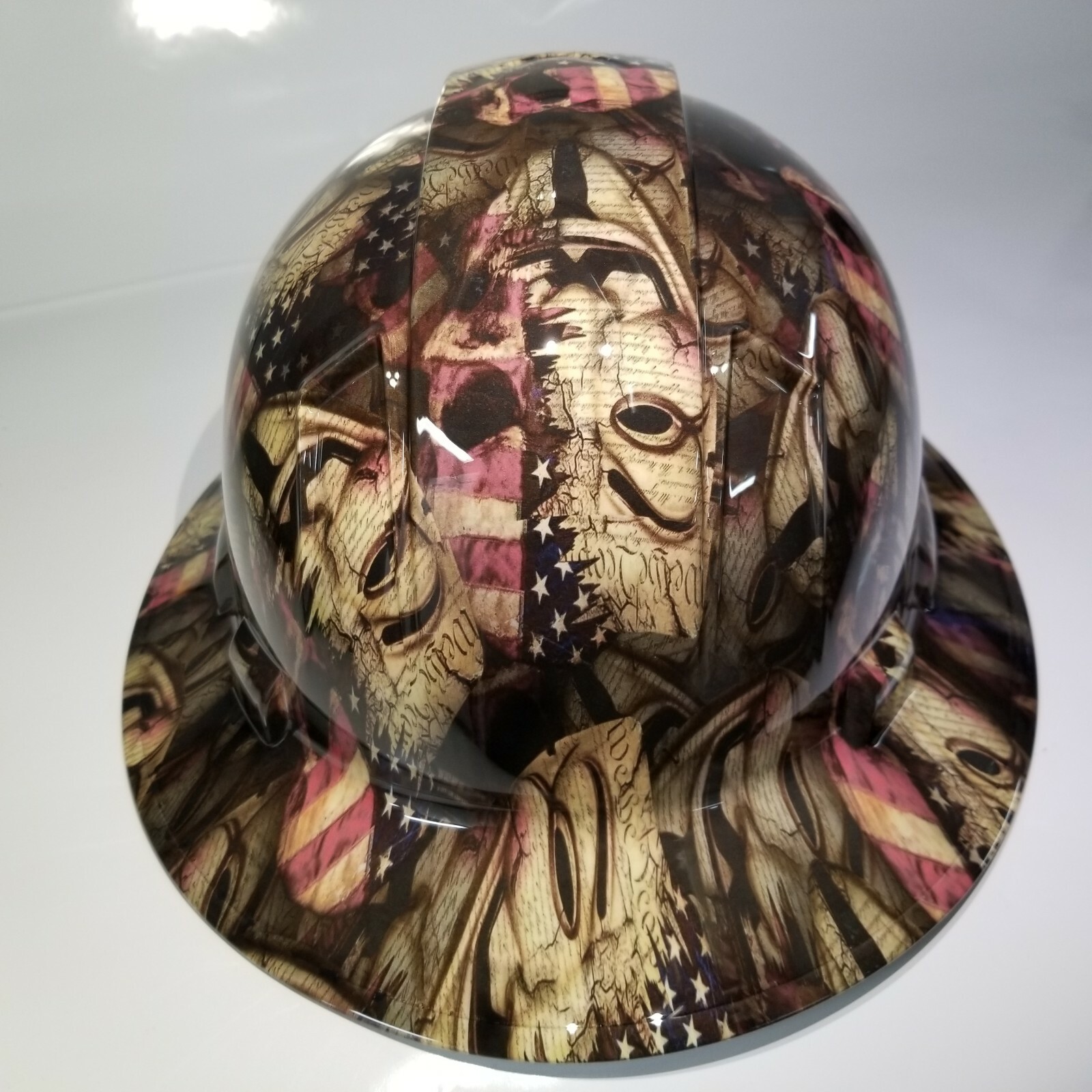 NEW FULL BRIM Hard Hat custom hydro dipped Anonymous AMERICAN PATRIOT EDITION