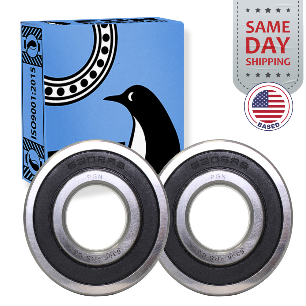 (2) 6306-2RS Premium Rubber Seal Ball Bearing C3 EMQ, 30x72x19, 6306 2RS 6306rs