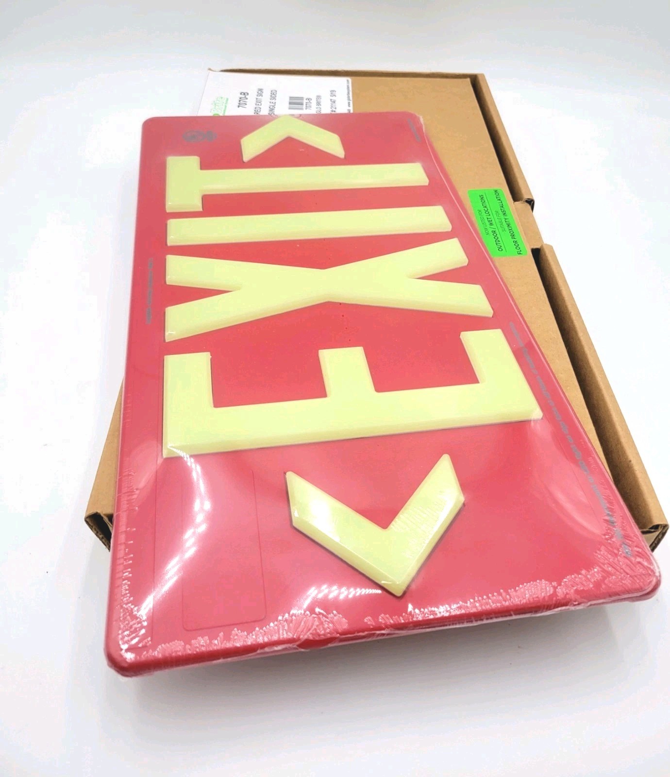 Jessup Glo Brite EXIT Sign Photoluminescent 7070-B Single Sided Directional NEW