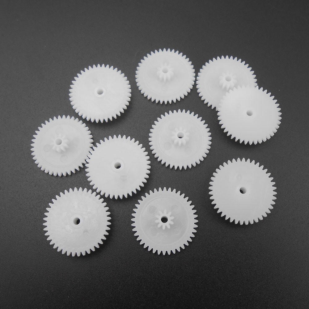 50Pcs X 0.5M Plastic Spindle Double Gear Bilayer 40T +10T Bore 2MM 2.05MM 40102B