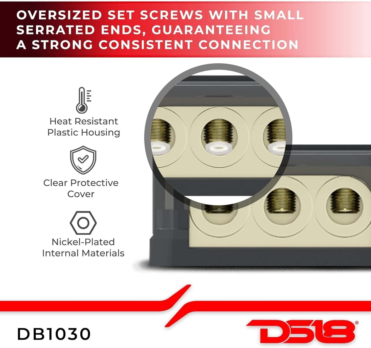 Distribution Ground Block Copper Alloy Plastic 1x0GA In 3X0GA Out Secure Connect