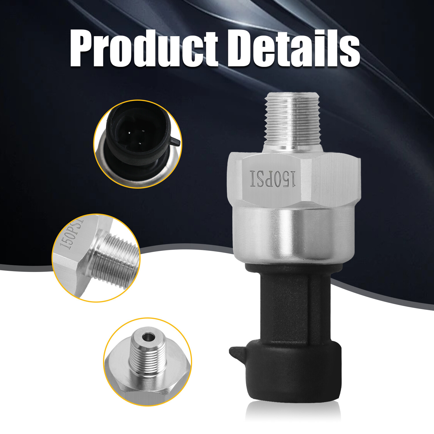 150PSI 1/8″NPT Thread Pressure Sender Transmitter for Oil Fuel Gas Water Air