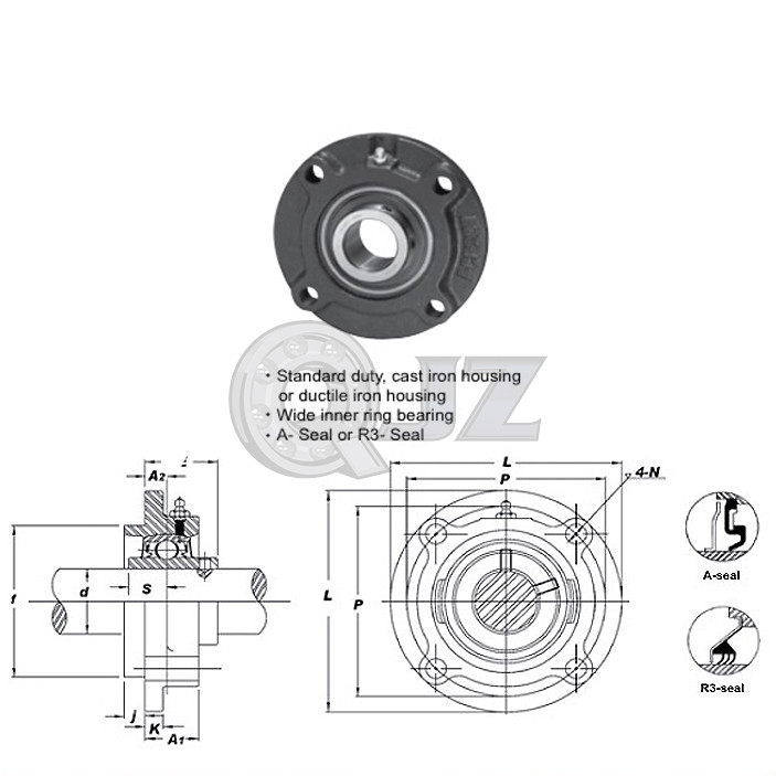 1.875 in 4-Bolt Piloted Flange Cast Iron UCFC210-30 Mounted Bearing New QTY:1