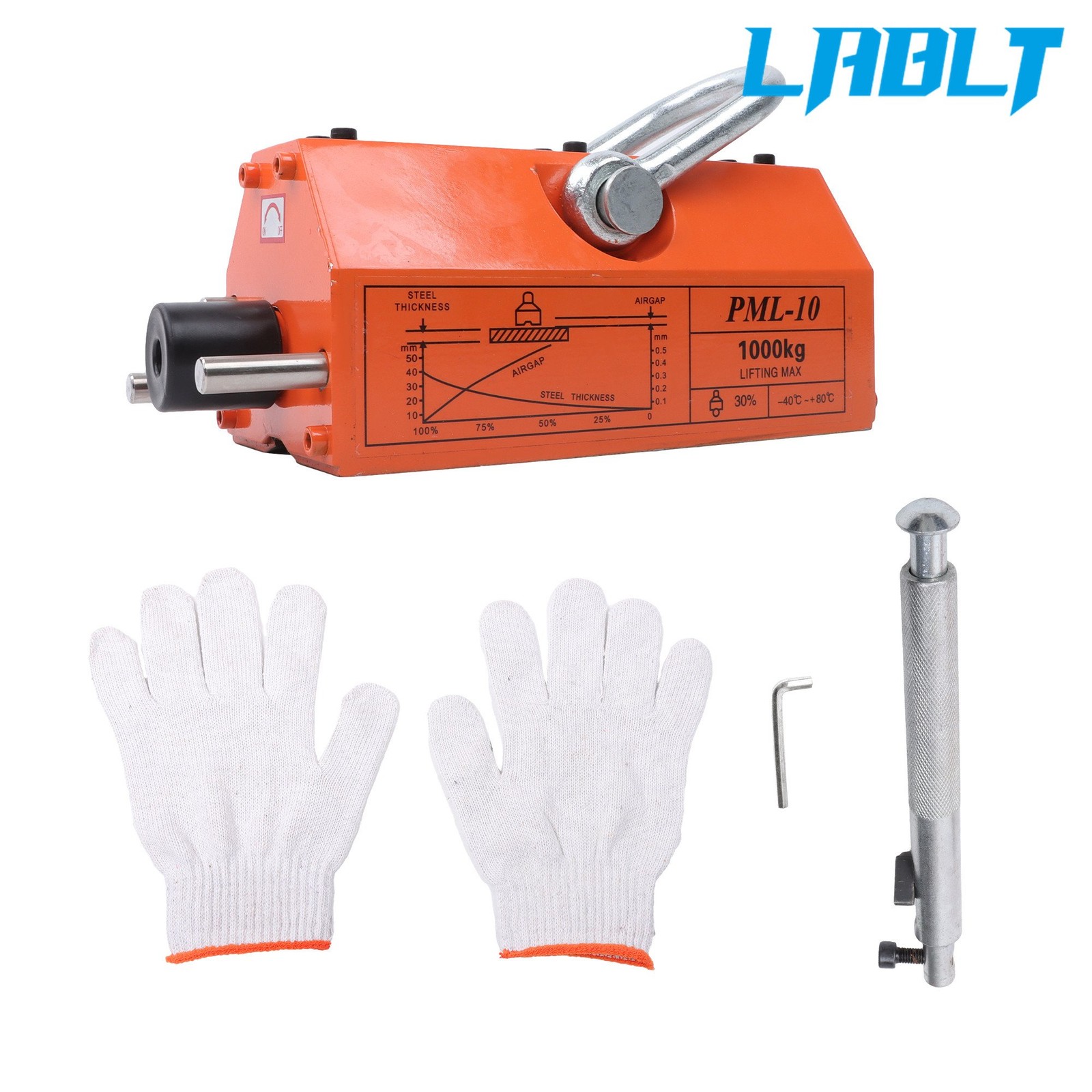 LABLT 2200lbs/1000kg Pulling Capacity, Magnetic Lifter, 2 Safety Factor, Orange