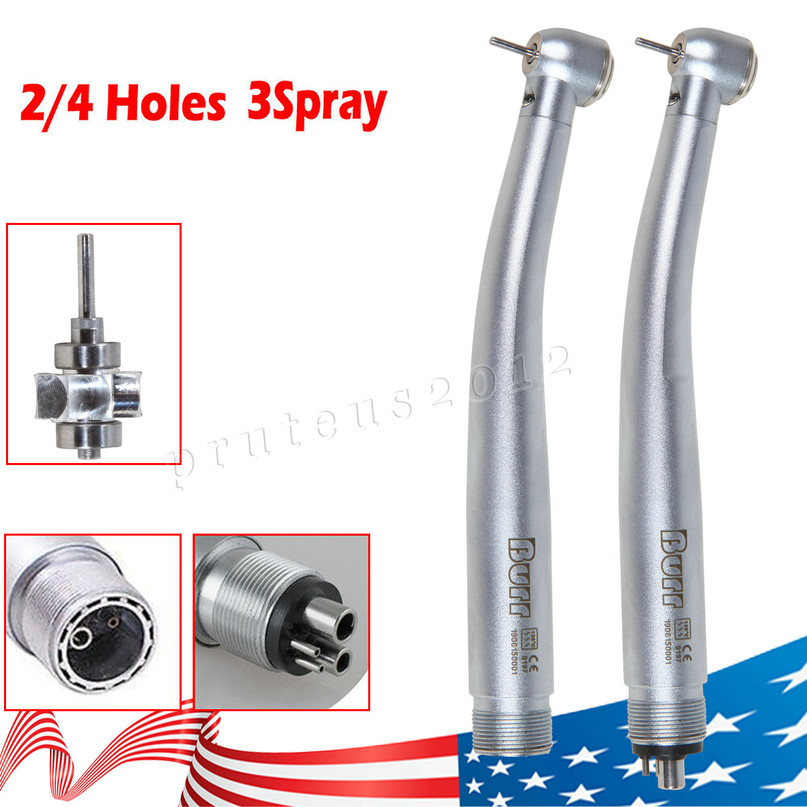 Burr Dental High Speed E generator LED Self power Handpiece Torque Head 2/4H