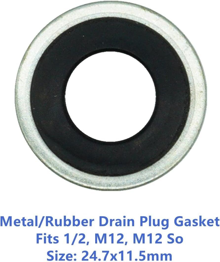 50 PCS Metal/Rubber Drain Plug Gasket, Fits 1/2, M12, M12 So Replace 097-021,652