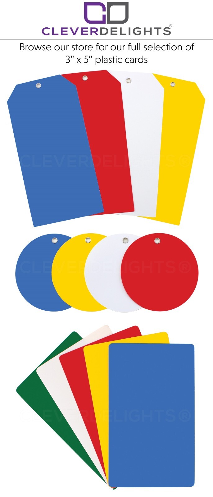 White Plastic Cards – 5″ x 7″ – Waterproof Heavy Duty Indoor Outdoor Tag – 5×7