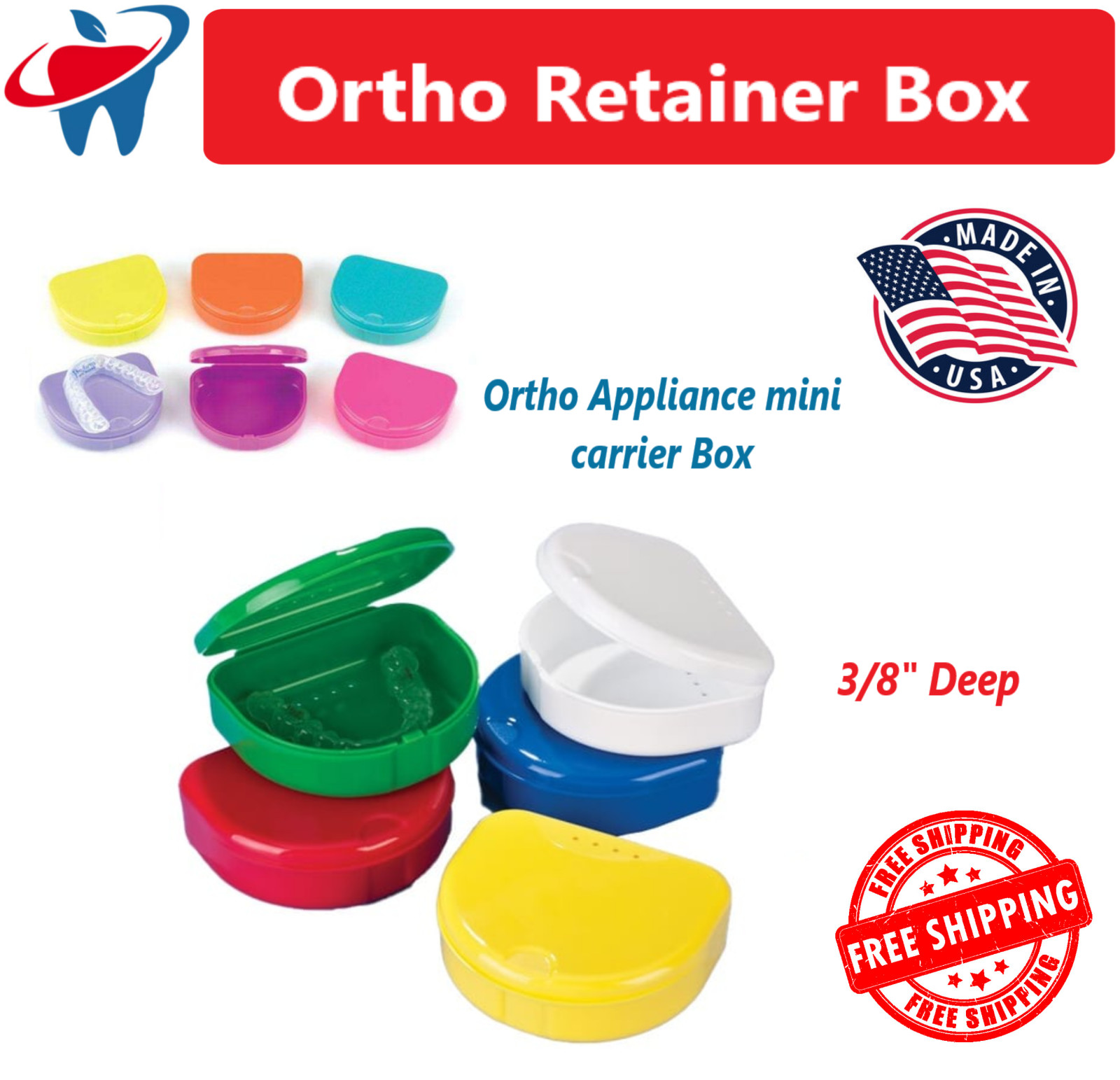 100/Box & 50/Box Dental Ortho Retainer Boxes, Sturdy plastic to protect retainer