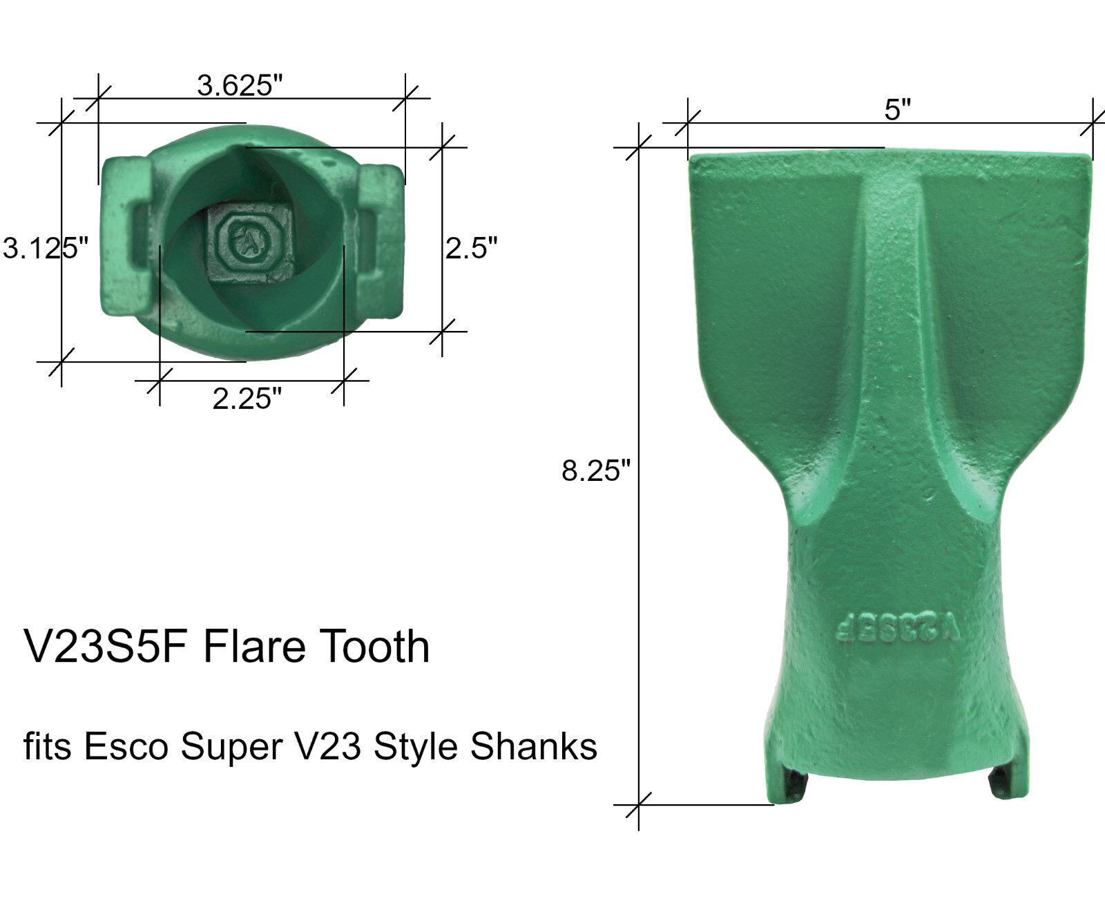 ‘fits Esco Super V’ Excavator Bucket Flare Tooth – V23S5F