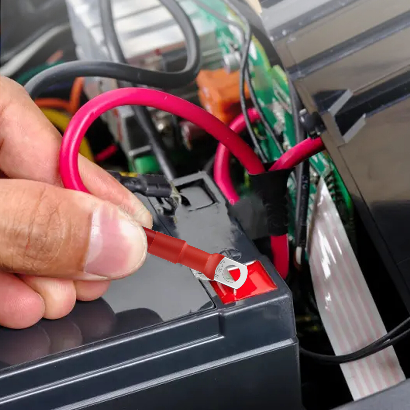 2 pcs 4 AWG Gauge 24inch Battery Cable 5/16 or 3/8 Copper Car Solar Power Wire
