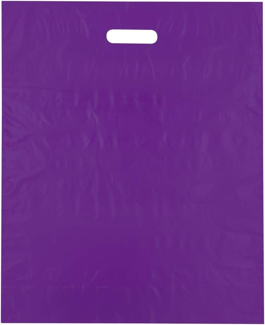 Purple Die Cut Plastic Shopping Bags with Handles Medium size 12×15 Lot 500