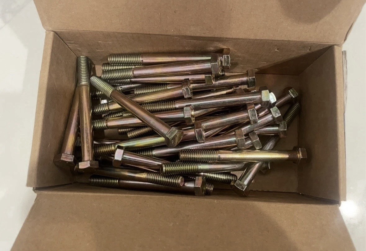 Hex Head 3/8-16 x 3-3/4″ Grade 8 Bolts Yellow Zinc Cap Screws Lot Of 40.