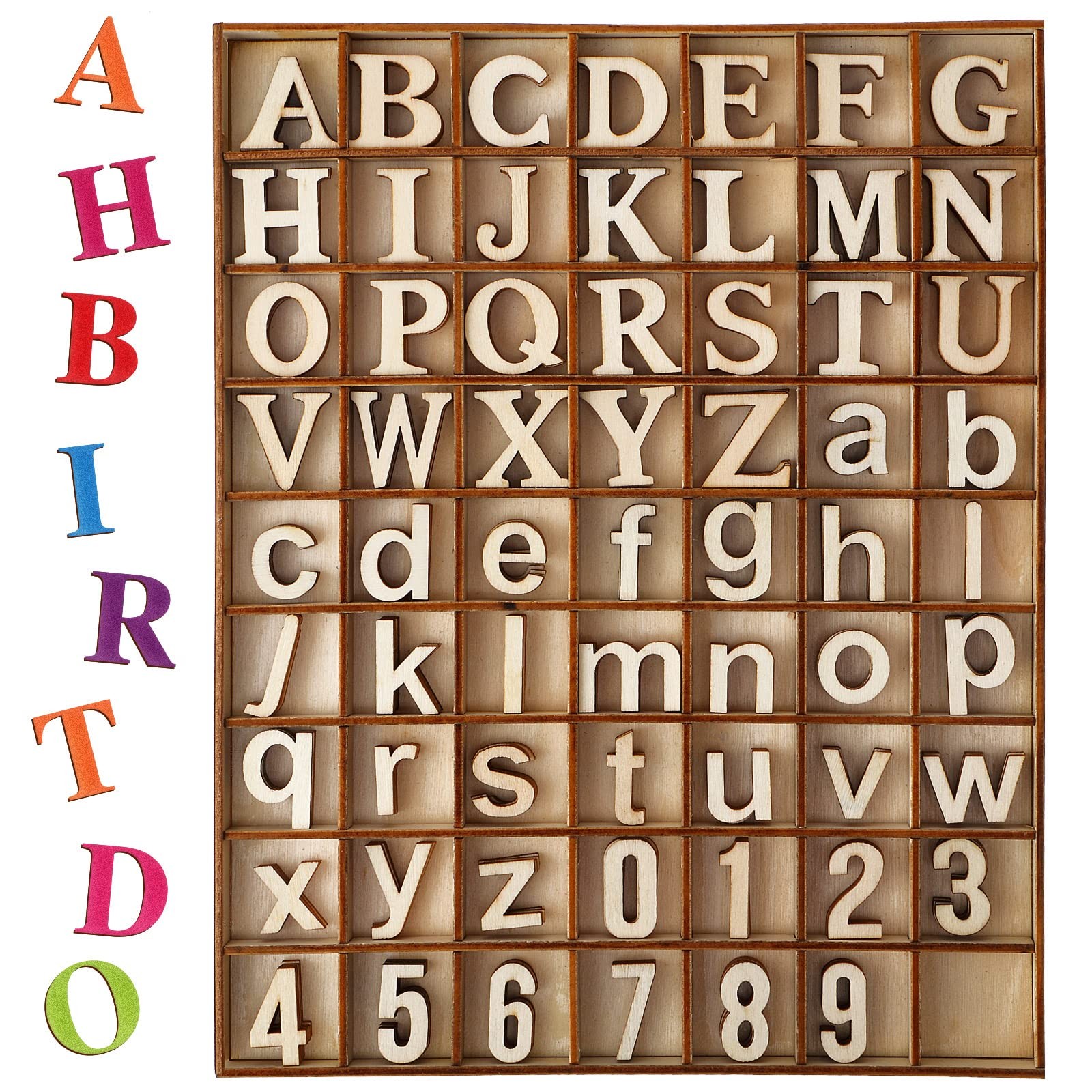 Blulu 248 Pcs 1 Inch Wood Alphabet Letters approx. 1 x 1 inch, Color