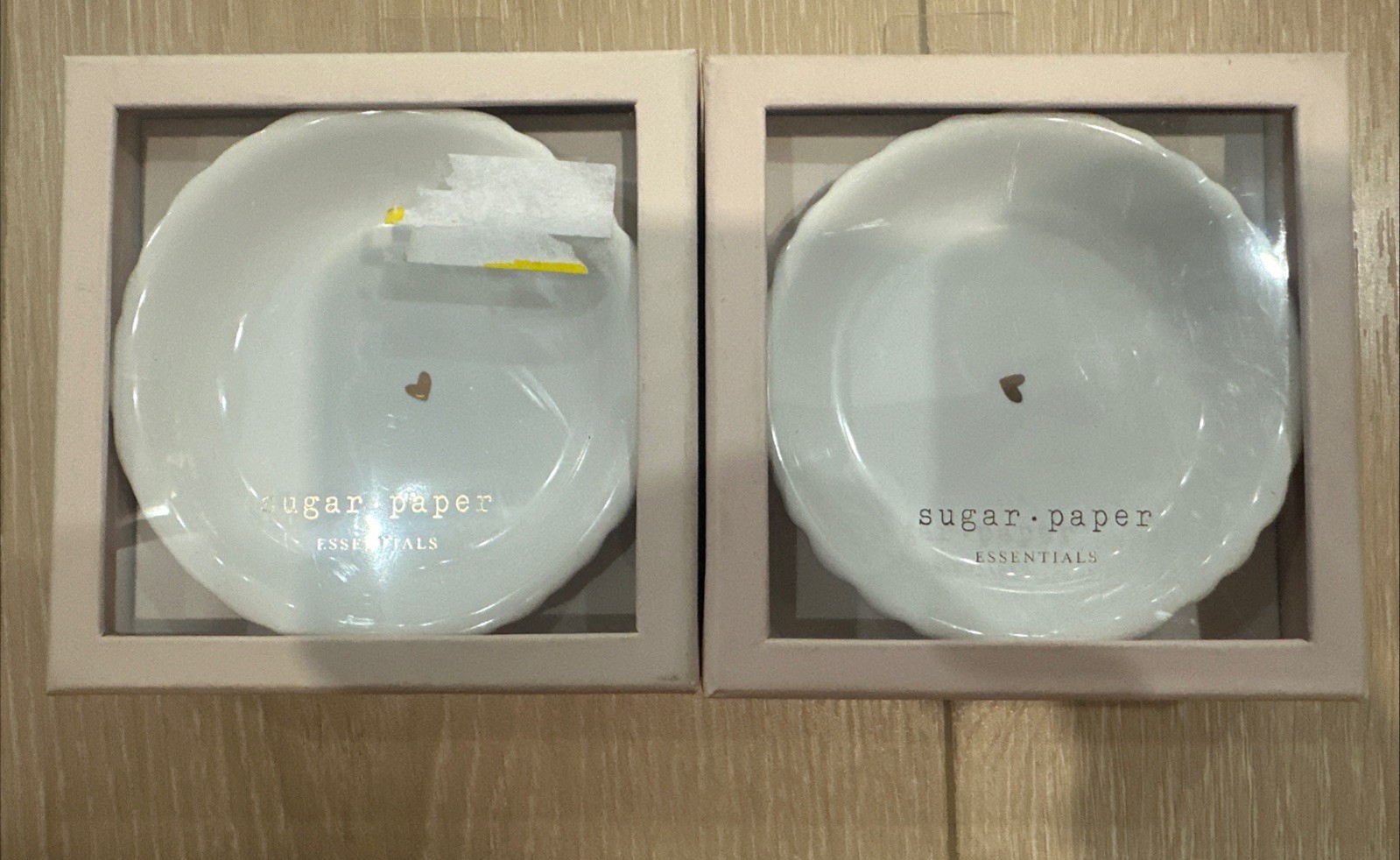 Lot 2 Trinket Tray White Scalloped Edge Gold Foil Accents Sugar Paper Essentials