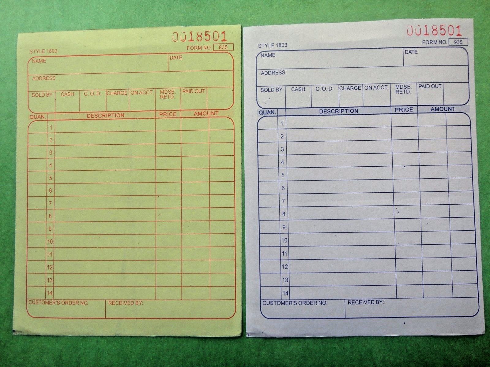 New Sales Order Book Receipt Invoice Duplicate 50 sets Form Carbonless US Seller