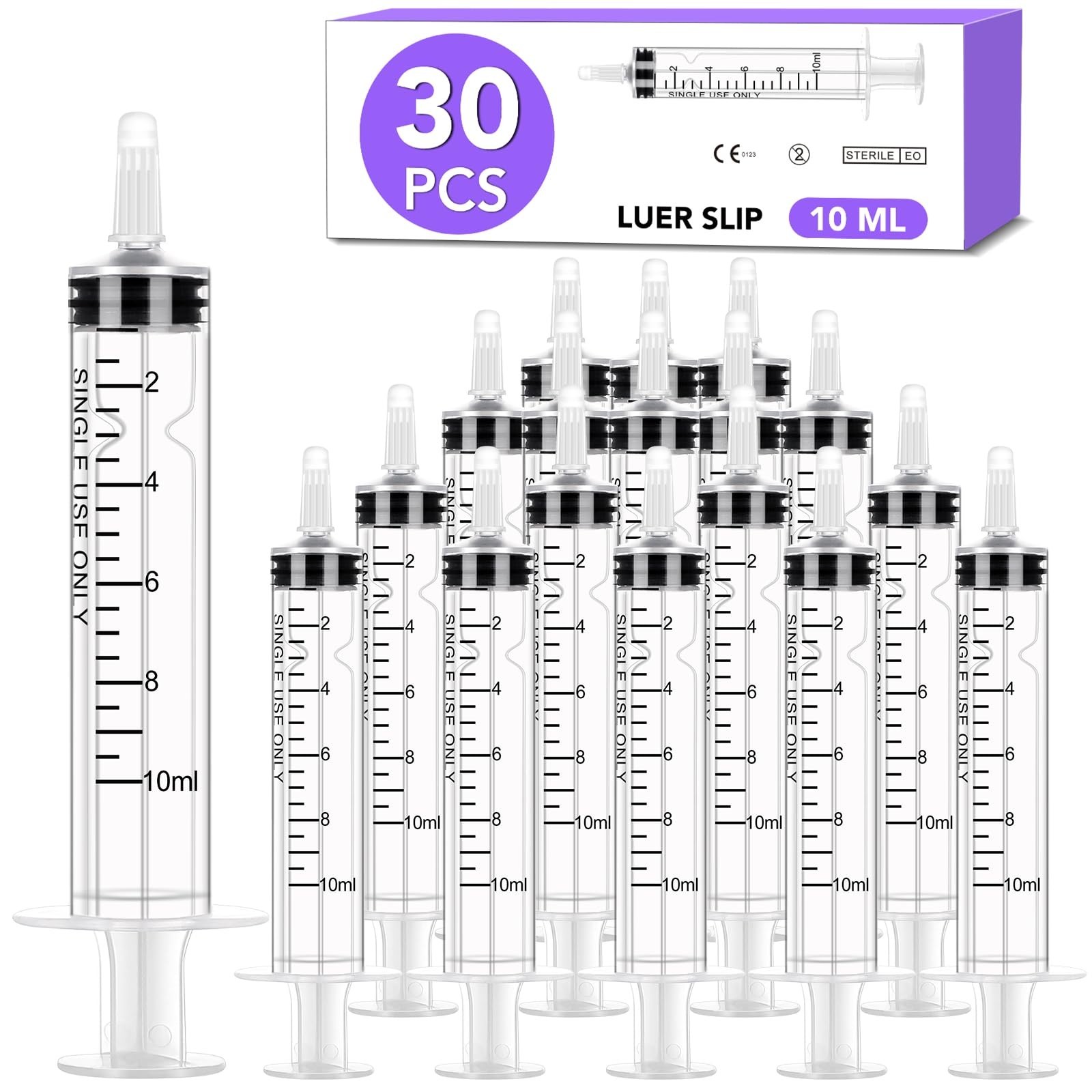 30 PCS 10ml Oral Syringe With Cap, Plastic Syringes without Needle for Medici…