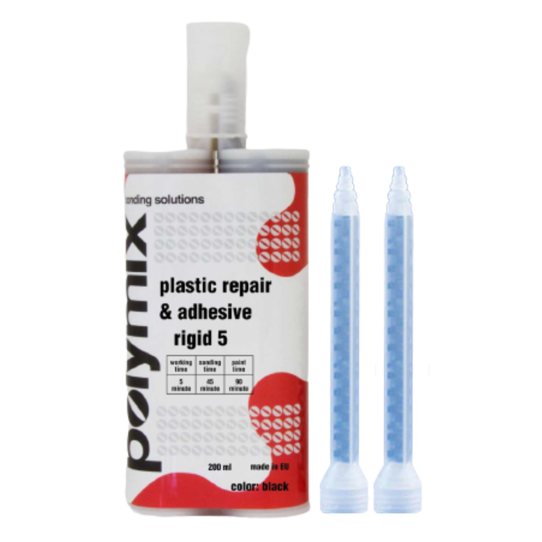 Polymix Black Automotive Rigid 5 Plastic Repair & Adhesive Cartridge 200ml
