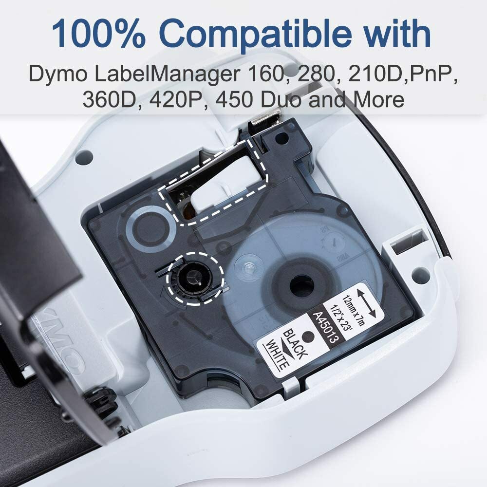 5-Pk/Pack D1 Label Tape 45013 S0720530 for DYMO LabelManager 160 280 420P