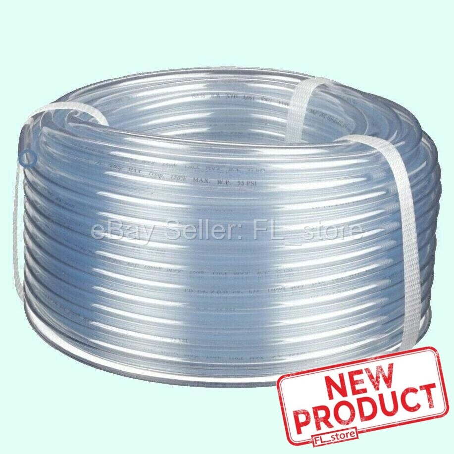 100 Feet Roll Clear Plastic Tubing 3/16″ ID x 1/4″ Outside Dia Flexible Vinyl