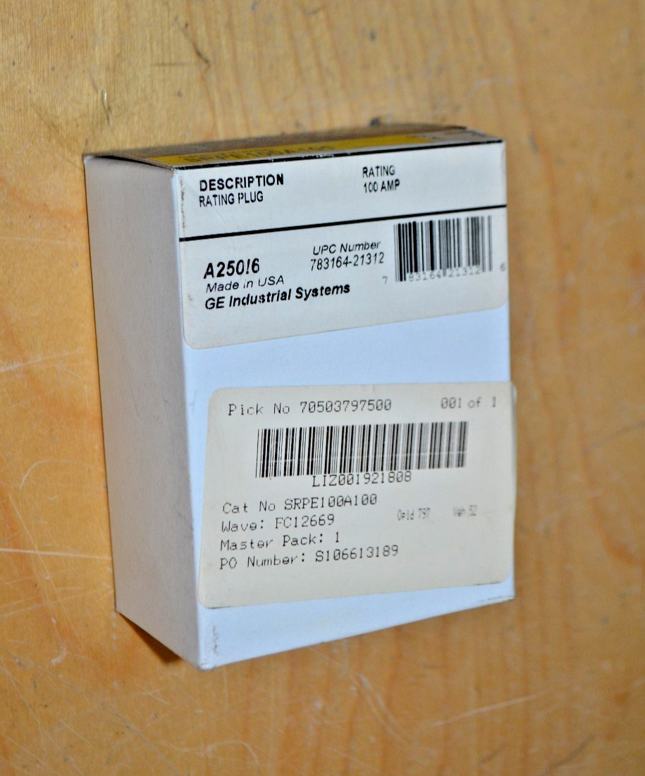 GENERAL ELECTRIC ~ SRPE100A100 ~ 100AMP RATING PLUG ~ Sealed New!