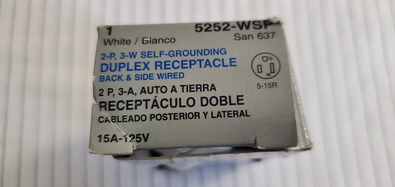 LEVITON PRO GRADE SELF-GROUNDING DUPLEX RECEPTACLE BACK & SIDE WIRED