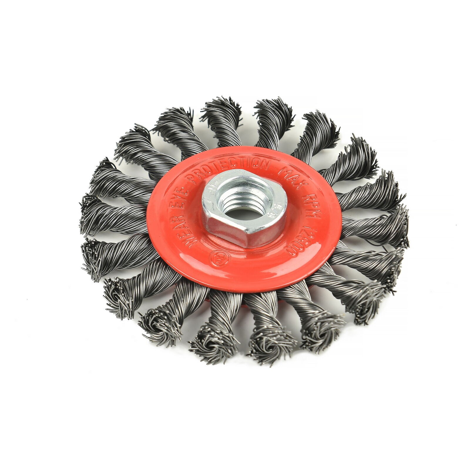AAIN 4″ Twist Knotted Wire Cup Wheel Brush for Grinders, 5/8″-11 Threaded Arbor
