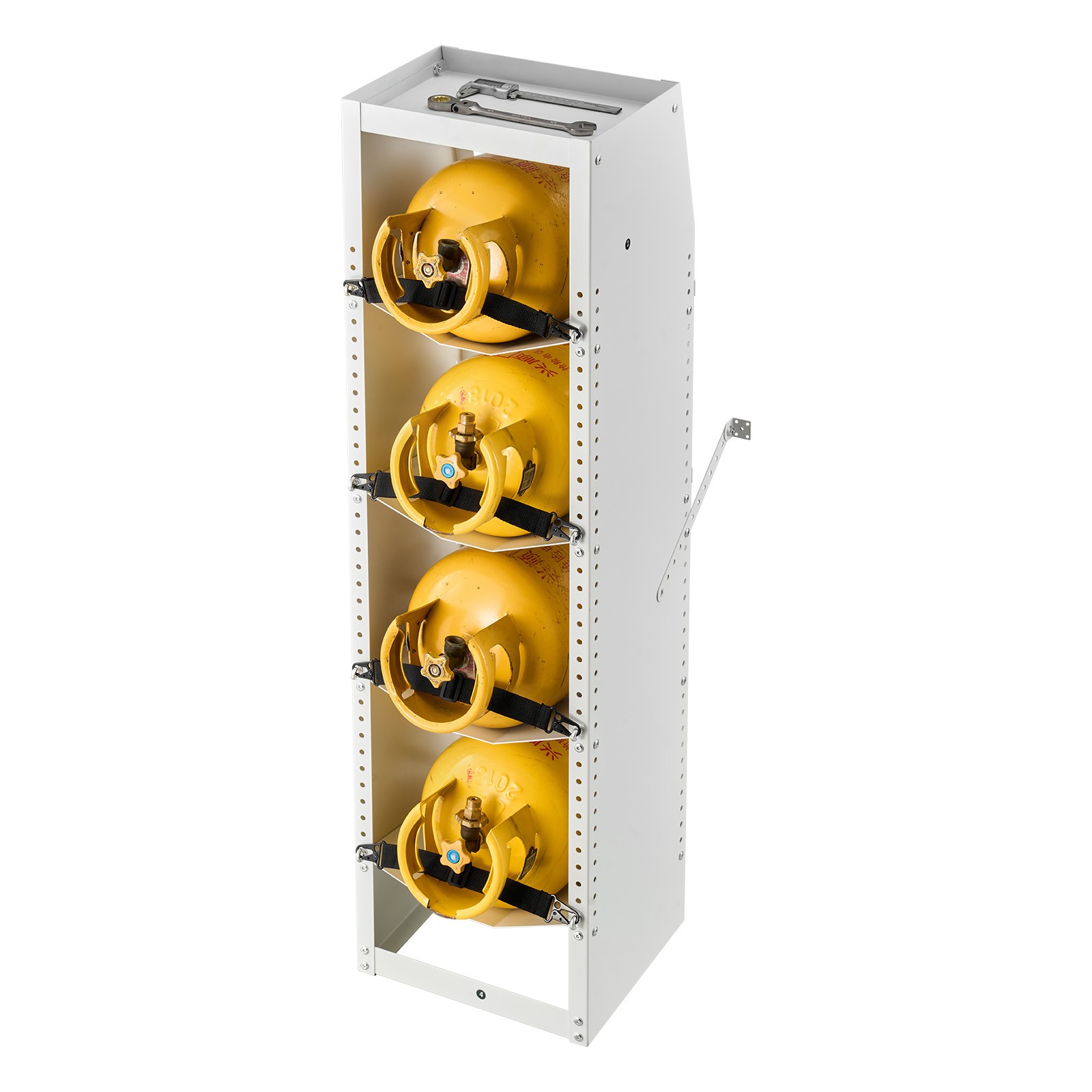 Uimoso Refrigerant Cylinder Storage Rack, 4-Tier, 14.8 x 13 x 52 in, White