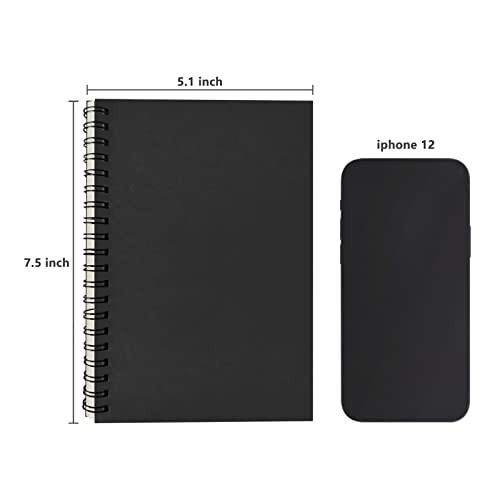 DSTELIN Blank Spiral Notebook 3-Pack Soft Cover Sketchbook 7.5 x 5.1 Black
