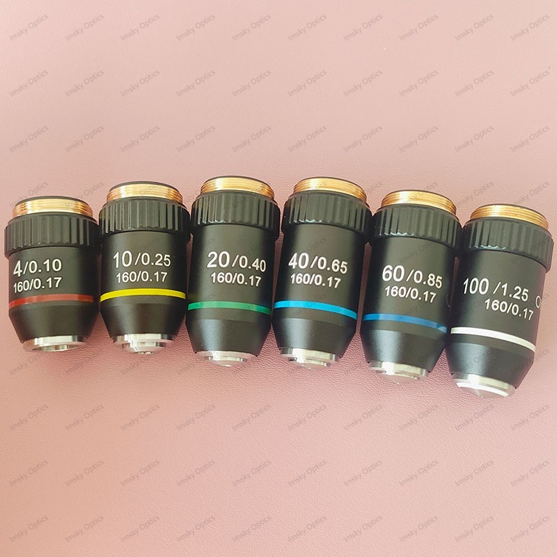 4X 10X 20X 40X 60X 100X Achromatic Objective Lens 195 mm Conjugate Distance Tube