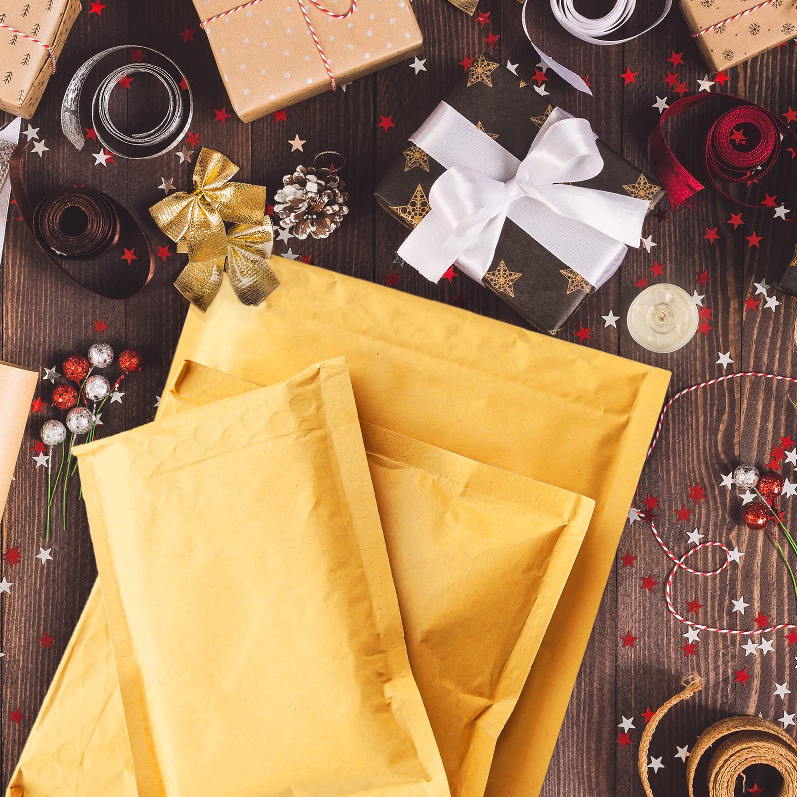 Yens Kraft Bubble Mailers 4×8 inch 500 pack Seal KF#000(4X7 in)-500pcs, Brown