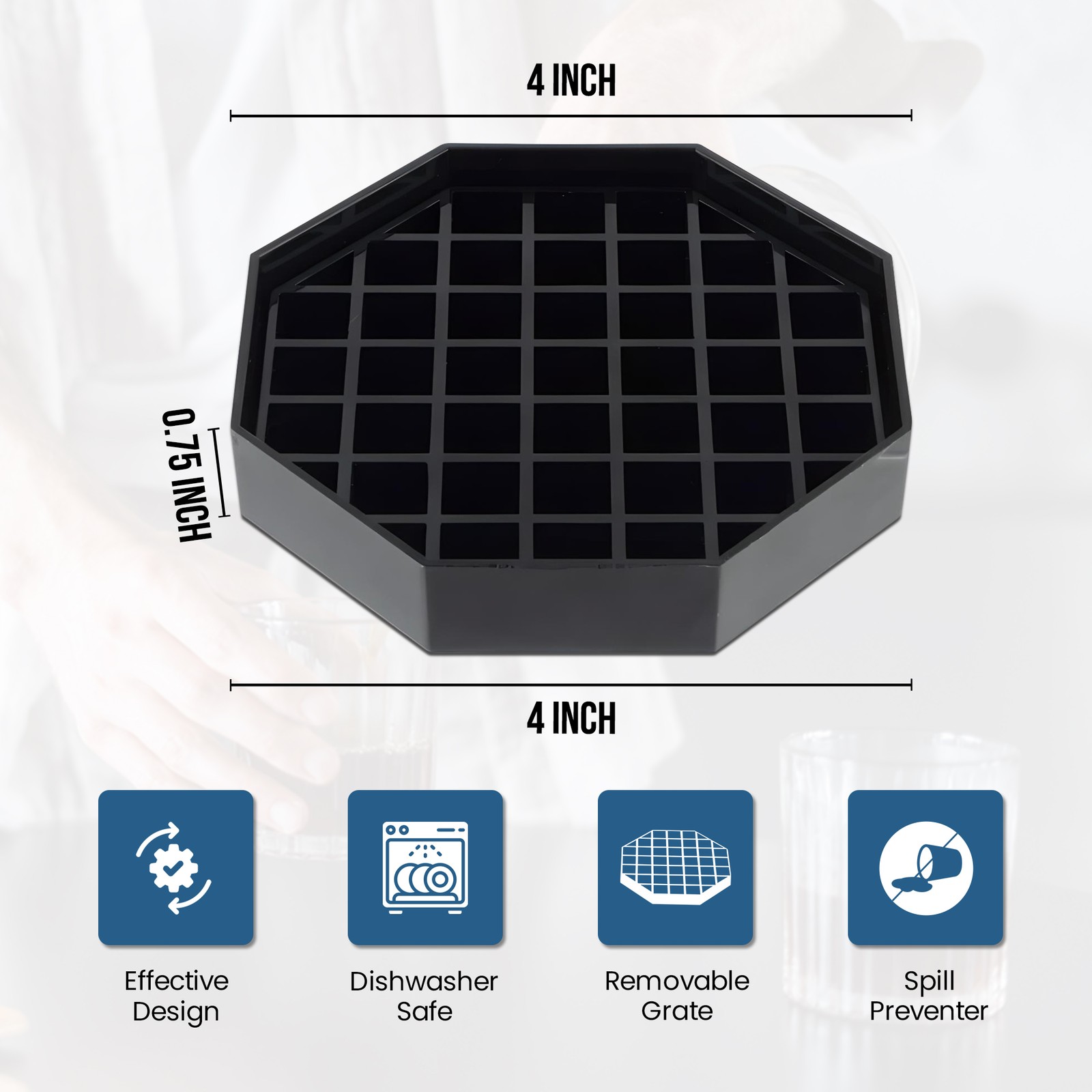 OCS Parts 2-Pack 4″ Plastic Coffee Countertop Drip Trays | Dishwasher Safe