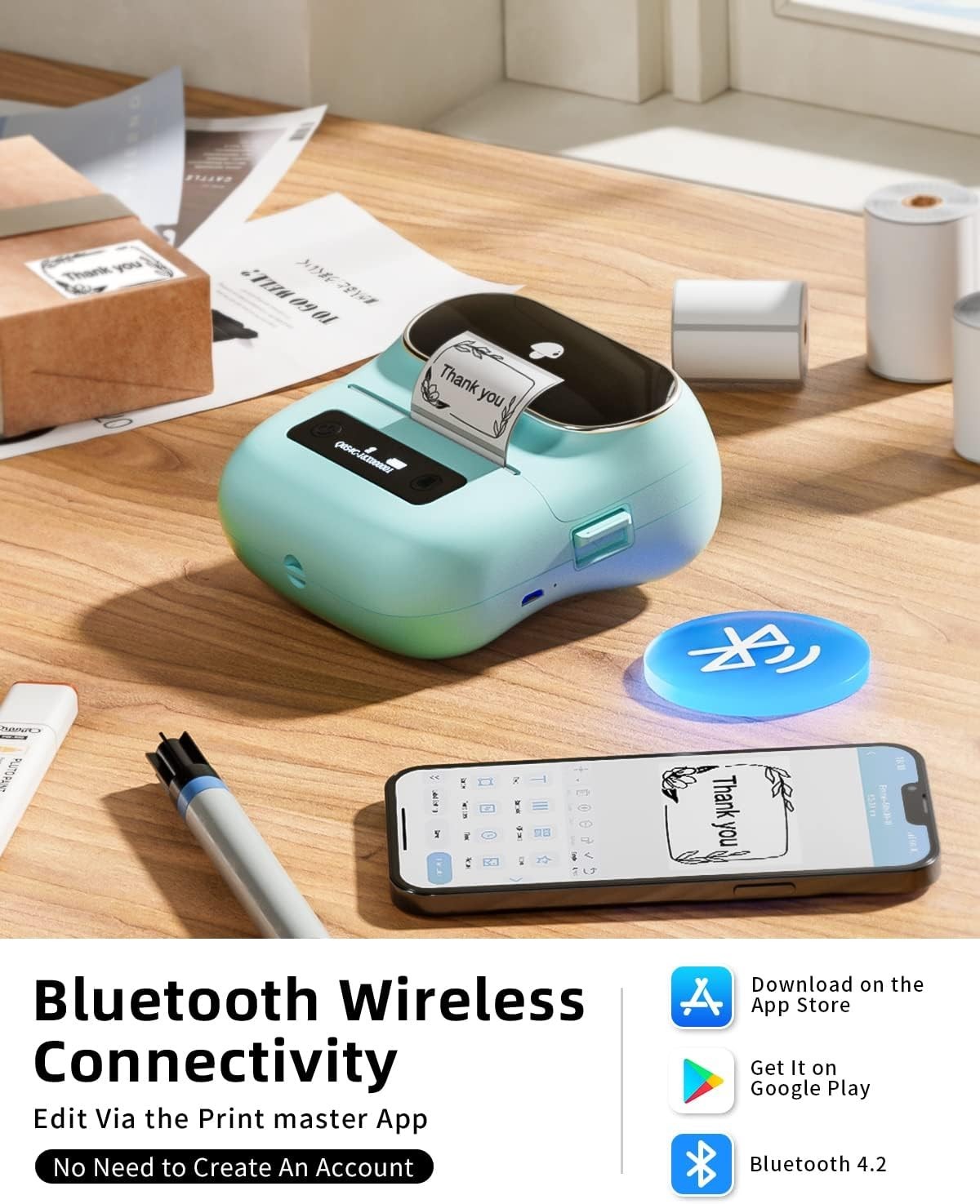 Phomemo Label Maker,M220 Label Printer,3 Inch Bluetooth Thermal Label Maker Mach
