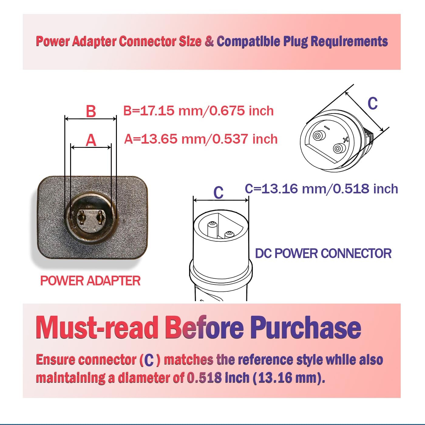 JT-DC240V0250-C 24V LED Power Adapter(Input: 120V AC, 0.20A | Output: Black