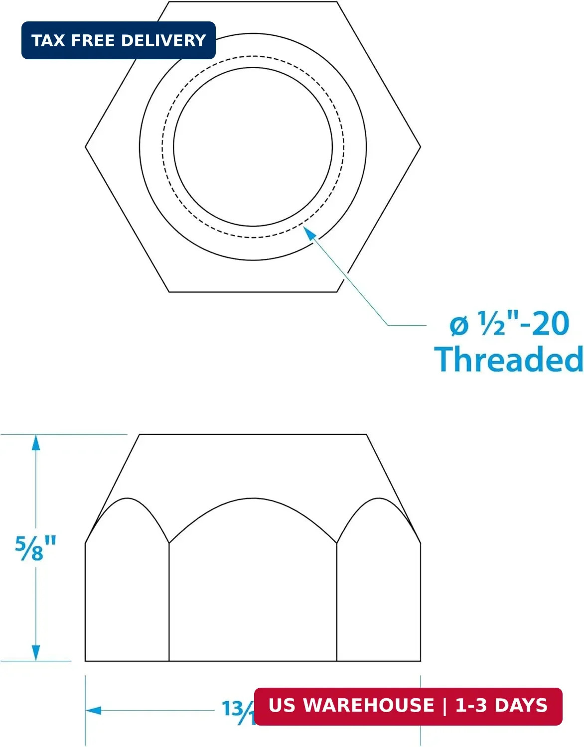 Seachoice Trailer Wheel Lug Nuts,