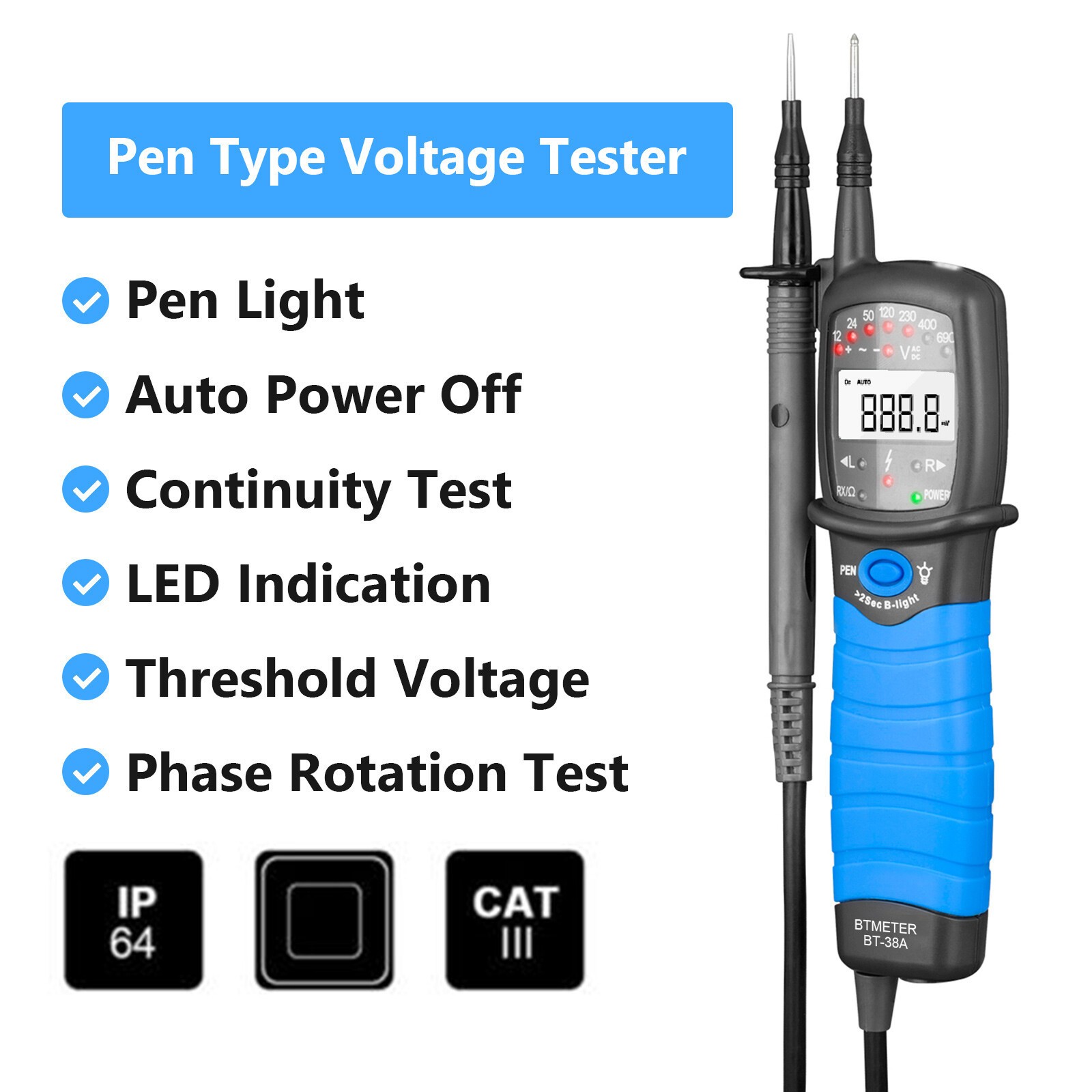 3 Phase Rotation Tester Sequence Meter with LEDs Buzzer Indicator Electrical Che