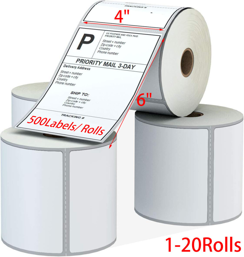 500/Roll 4″x6″ Direct Thermal Shipping Labels For Zebra Eltron Thermal Printers