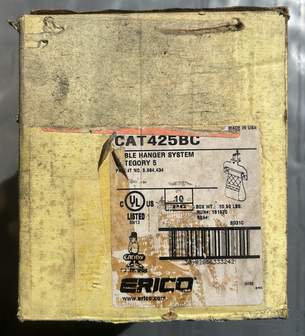 Caddy CAT425BC 4″ J-Hook Cable Hanger System Beam Clamp Box of 10 New Old Stock