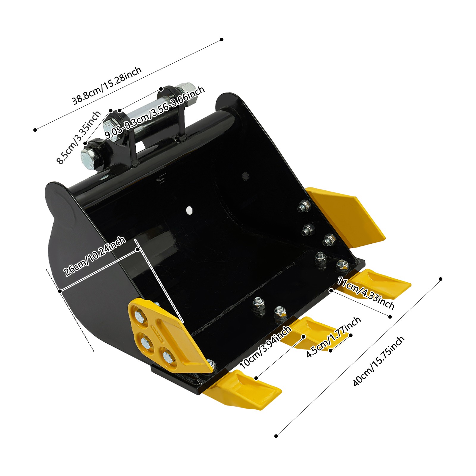 2T/4409.25 lbs Bucket Mini Excavator Bucket w/Metal Teeth ﻿Excavator Kampf